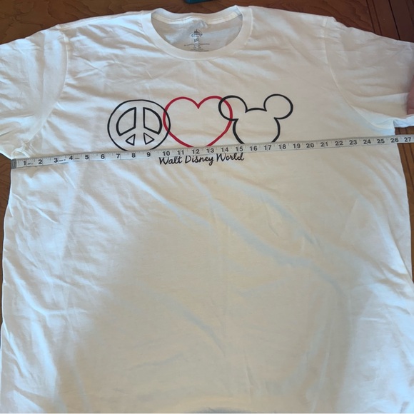 Disney Size XXL Mickey Mouse Peace Heart T-Shirt White Cotton Y2K - Picture 7 of 8